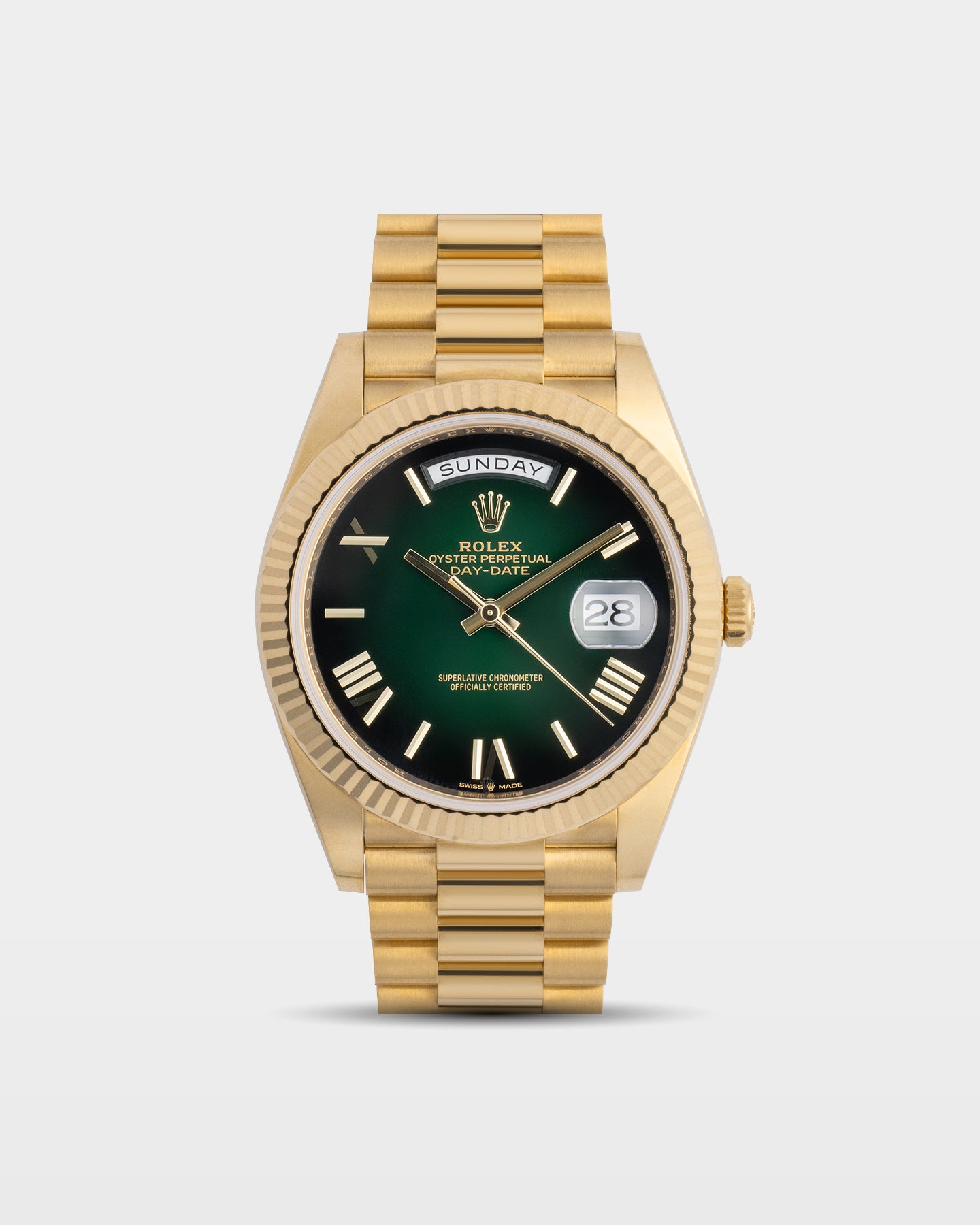 Rolex Day-Date Green Ombré 228238 | DFW Rolex – Marc Samuels