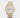 2023 Rolex Datejust 41 126333 watch featuring a white dial 18k yellow gold fluted bezel and two-tone Oyster bracelet isolated on a light gray studio background