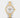 A front-facing view of the 2025 Rolex Sky-Dweller 336933 watch, highlighting its white dial, 18k yellow gold fluted bezel and steel and gold Oyster bracelet over a neutral backdrop