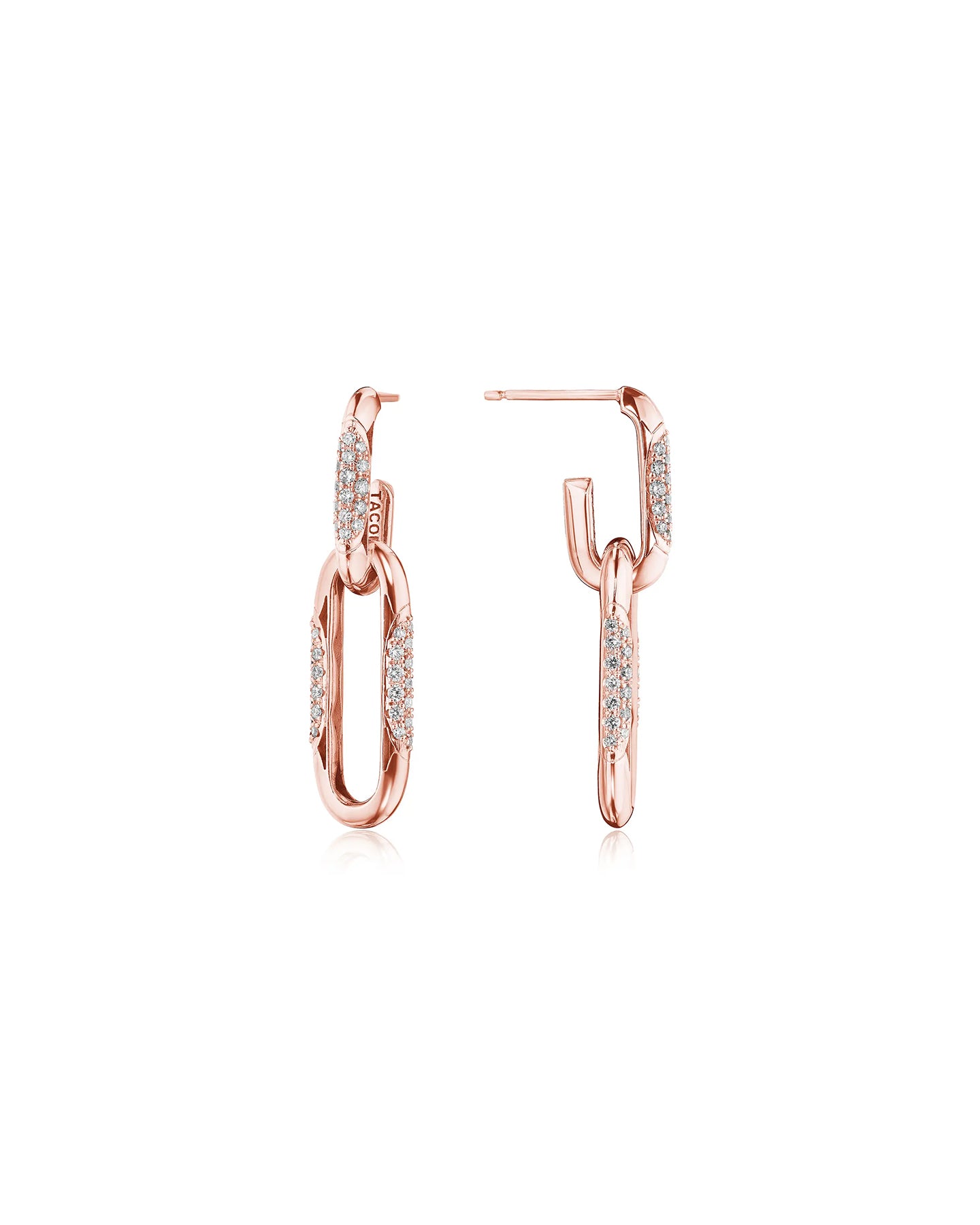 Double Link Earrings Diamonds Rose Gold | Marc Samuels Dallas