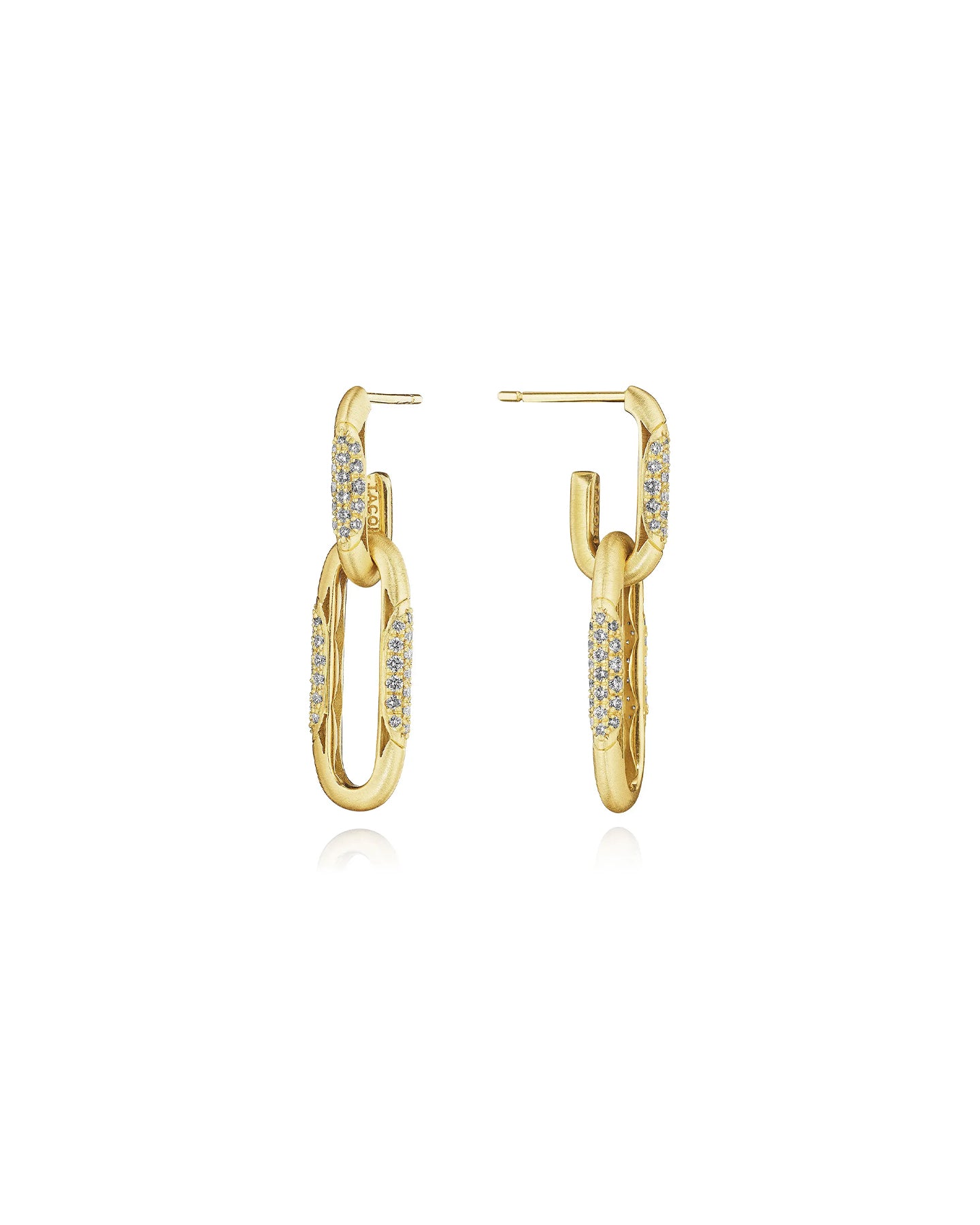 Double Link Earrings Diamonds Yellow Gold | Marc Samuels Dallas