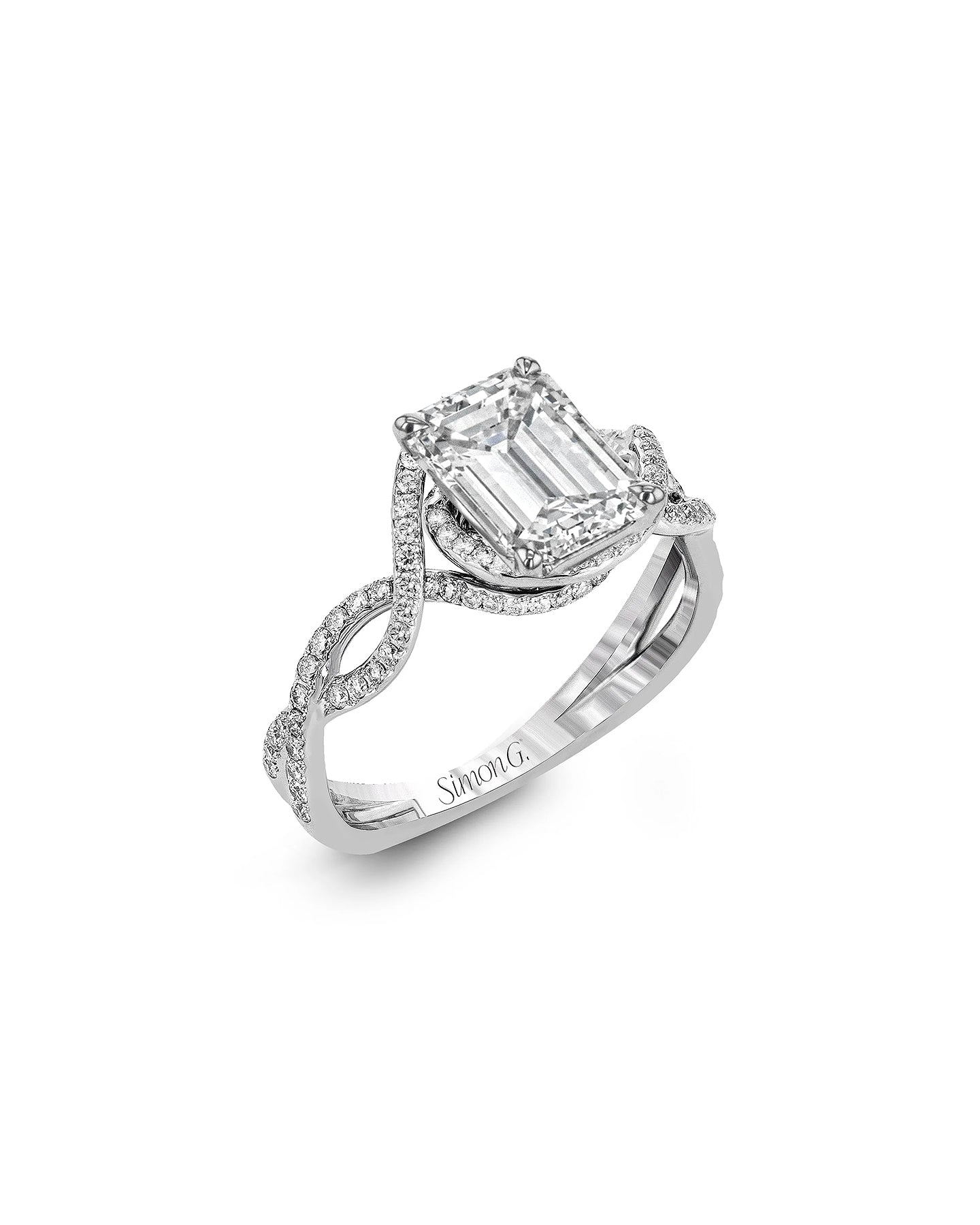 Emerald-Cut Criss-Cross Engagement Ring with Diamonds | Marc Samuels Dallas