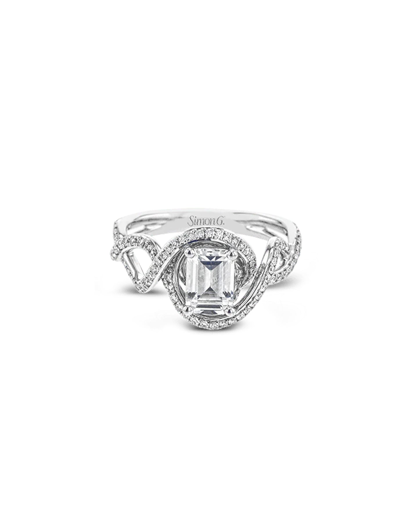 Emerald-Cut Criss-Cross Engagement Ring with Diamonds | Marc Samuels Dallas