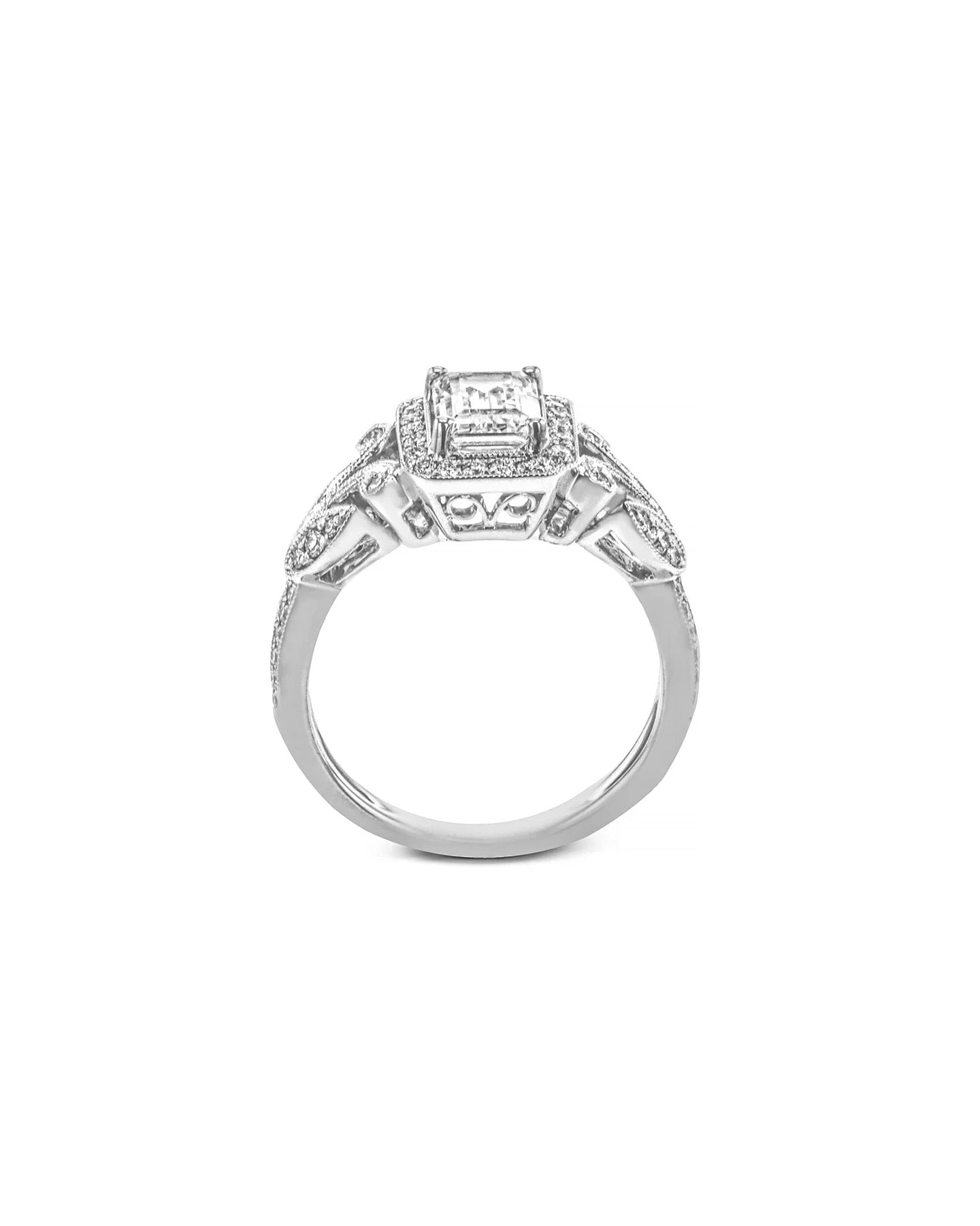 Emerald-Cut Halo Engagement Ring with Diamonds 