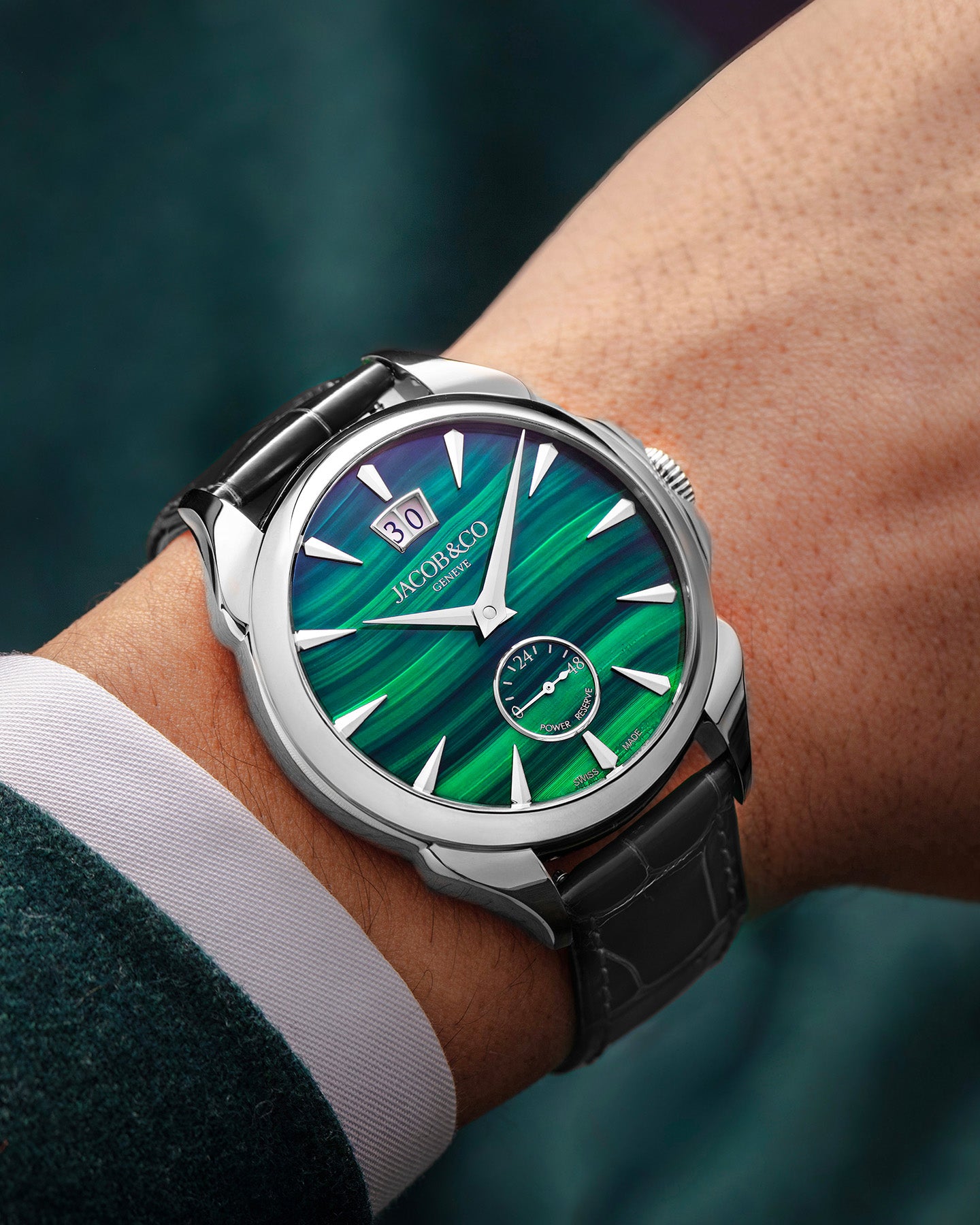 Jacob & Co Palatial Classic Manual Big Date Malachite – Marc Samuels