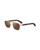 Brown Wood Rectangular Première de Cartier Sunglasses ESW00659