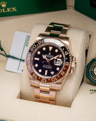 40mm Rose Gold Rolex GMT Master II Rootbeer 126715CHNR Watch at Marc Samuels Jewelers Dallas