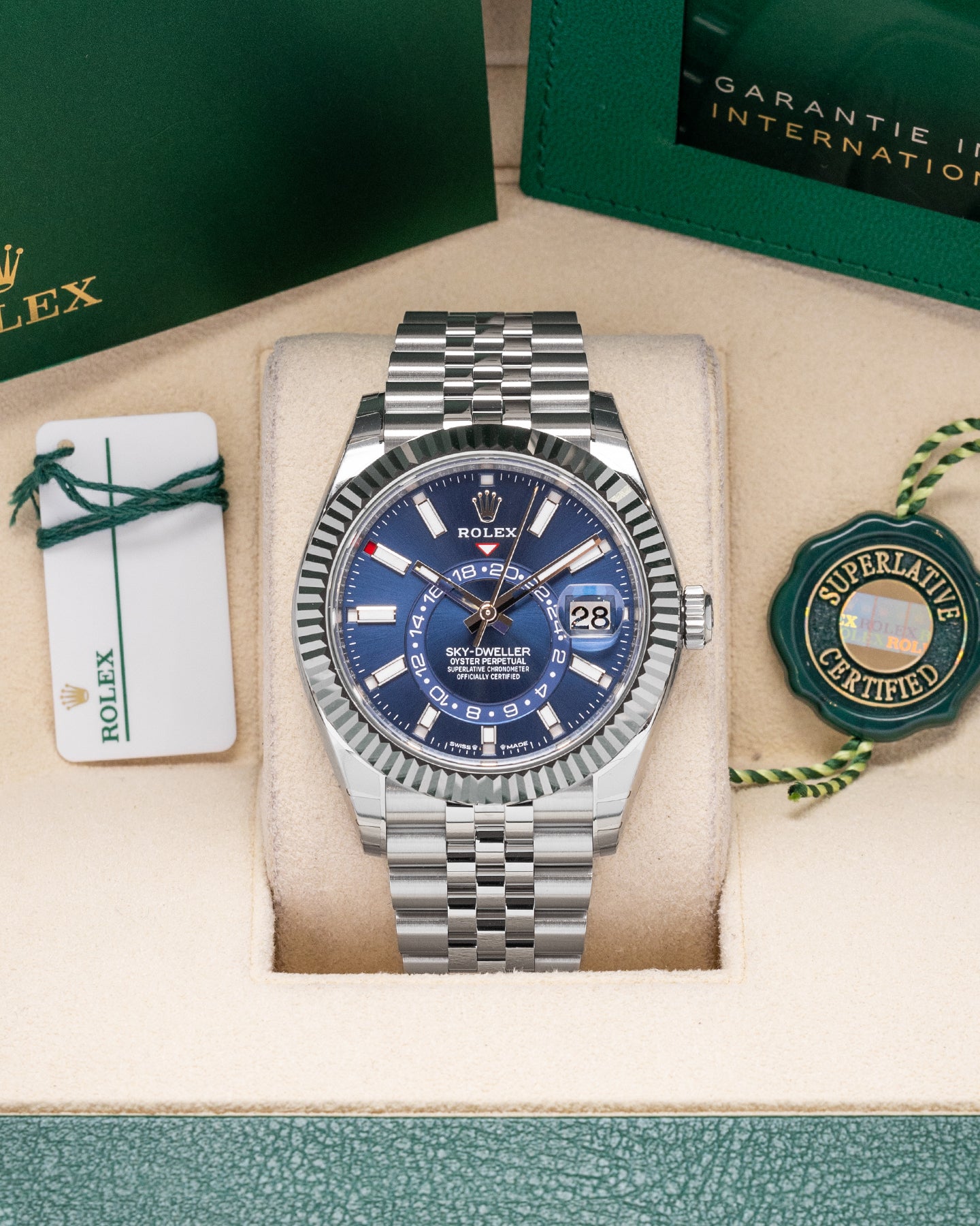 42mm Steel Rolex Sky Dweller 336934 Blue Dial Watch at Marc Samuels Jewelers Dallas