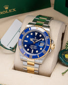 Two Tone Yellow Gold Rolex Submariner Bluesy 126613 Watch at Marc Samuels Jewelers Dallas