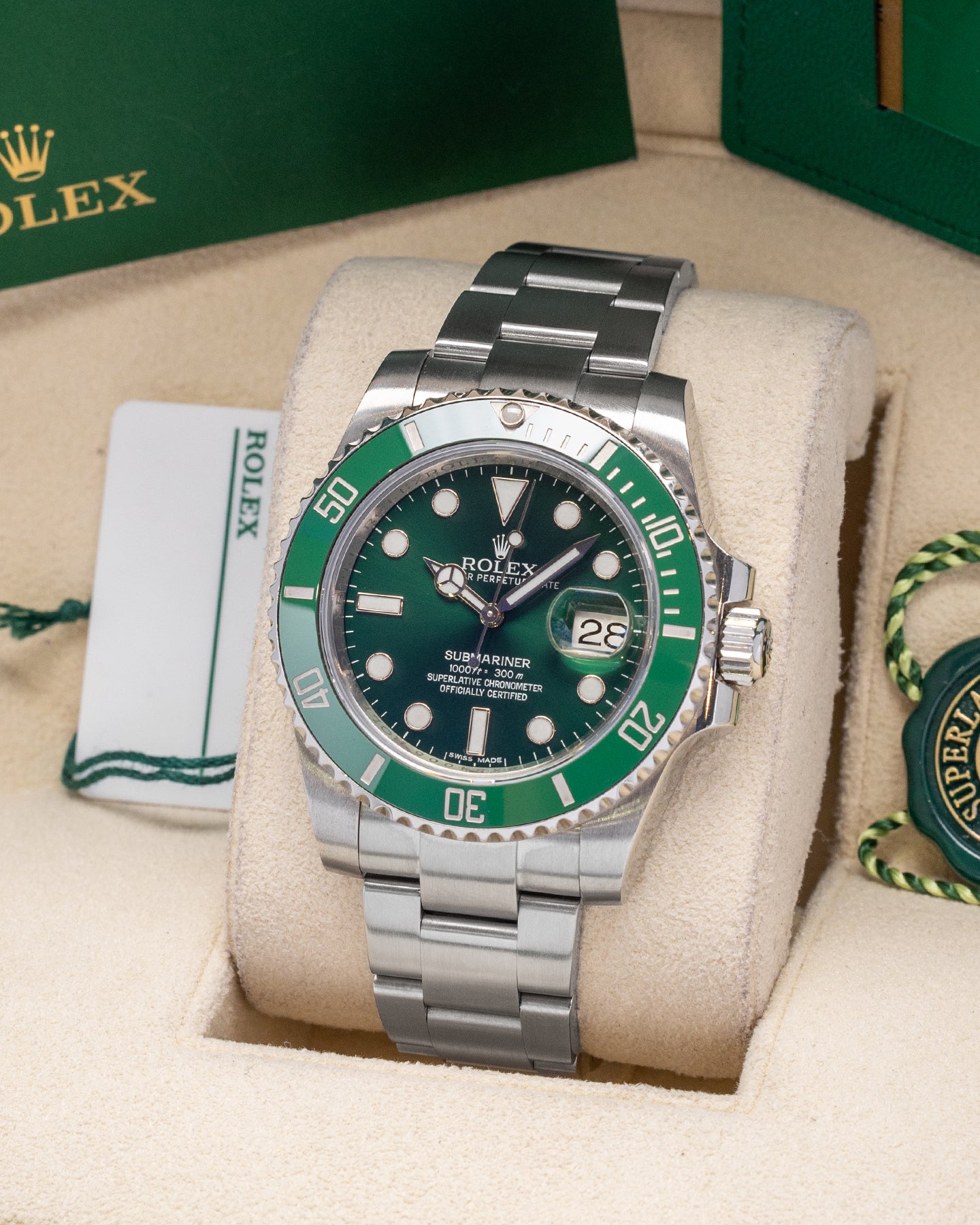 Steel Rolex Submariner Hulk 116610LV Watch at Marc Samuels Jewelers Dallas