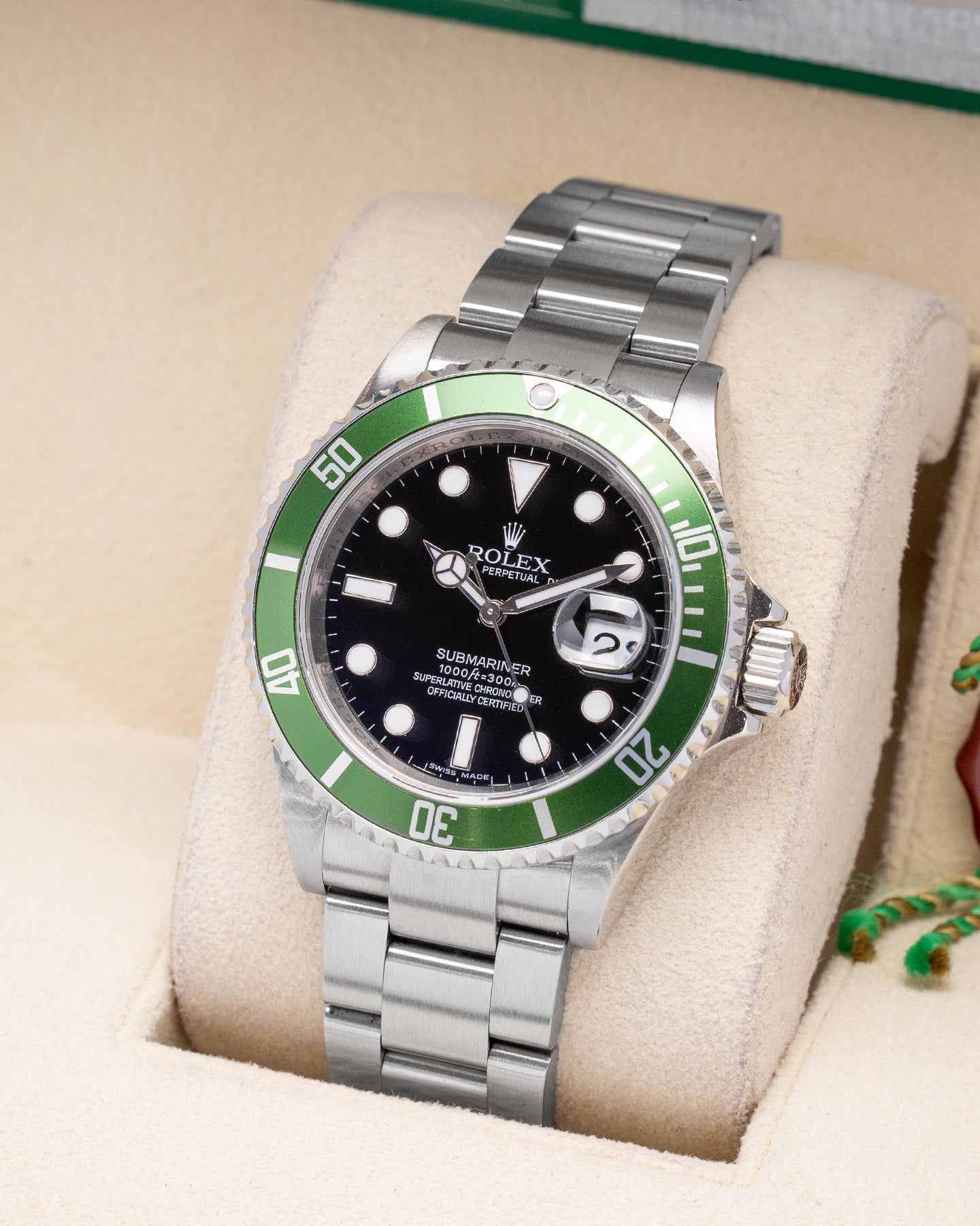 40mm Steel Rolex Submariner Kermit 16610LV at Marc Samuels Jewelers Dallas