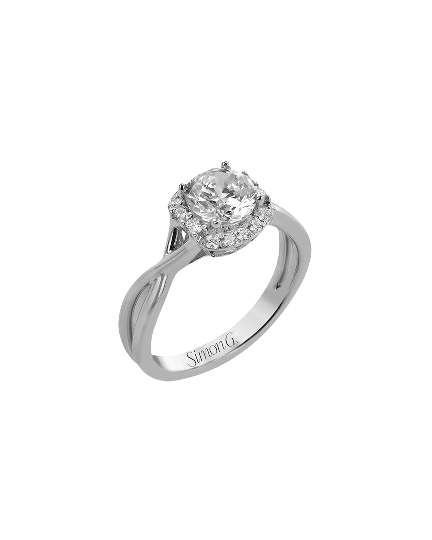 Round-Cut Halo Engagement Ring with Diamonds LR2625-A