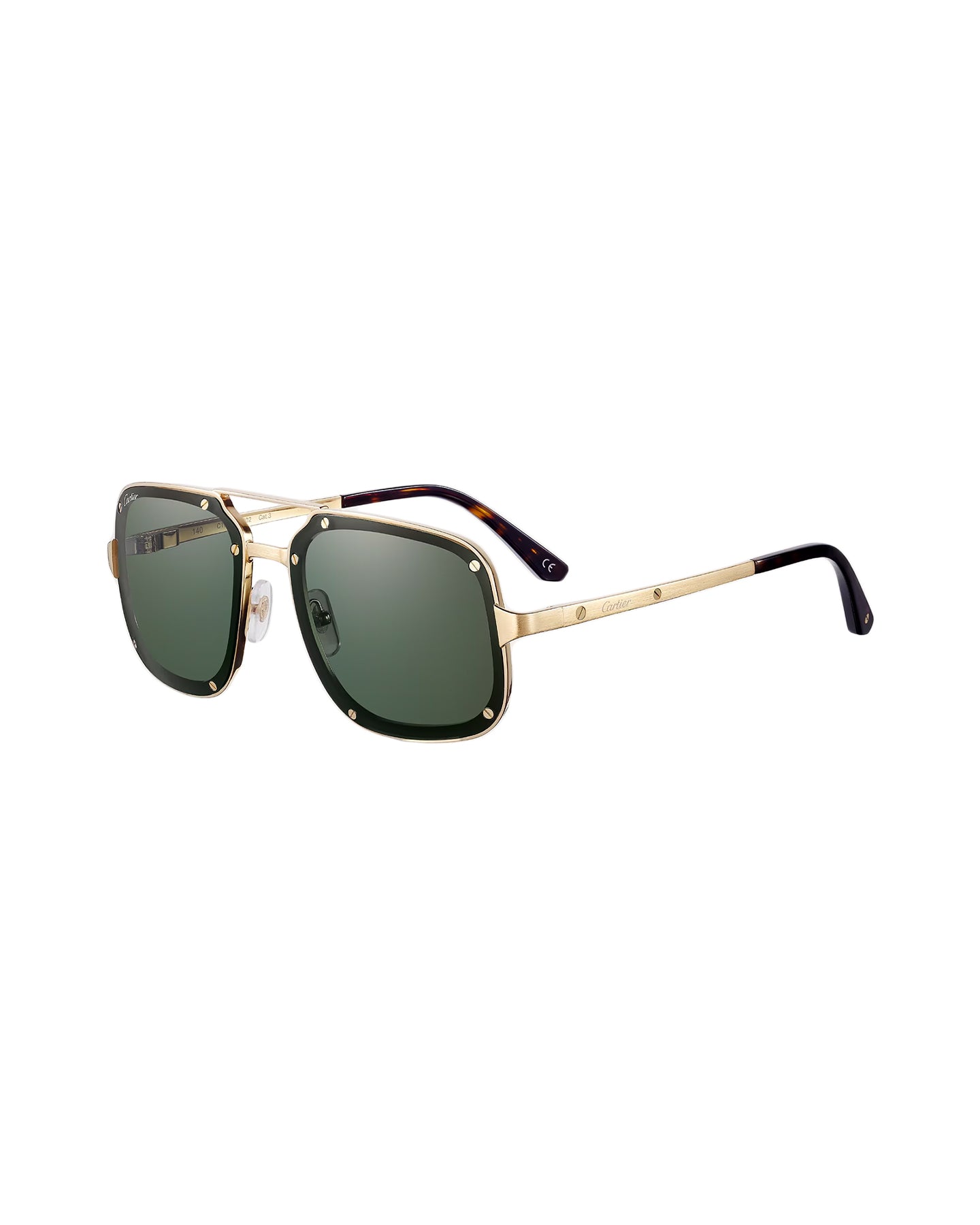 Golden Rectangular Santos de Cartier Sunglasses ESW00436