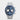 Front view of a pre owned 2024 Tudor Black Bay Chrono Blue Boutique Edition M79360B with a blue dial, silver sub-registers, and five-link steel bracelet at Marc Samuels Jewelers in Dallas